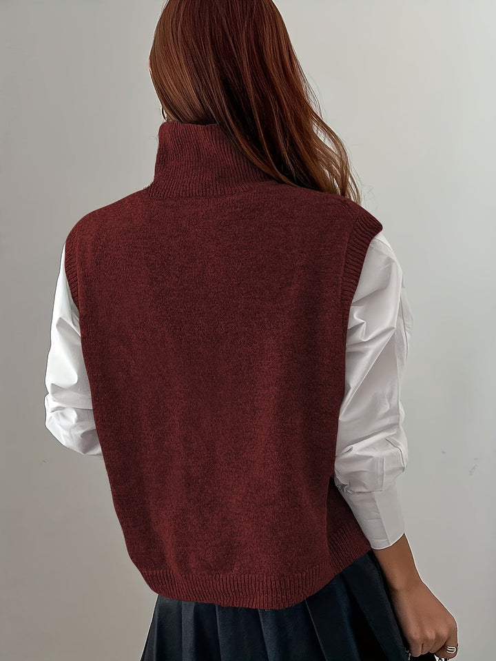 High-Neck Knit Vest for Women