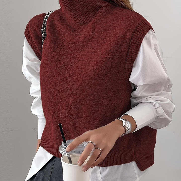 High-Neck Knit Vest for Women