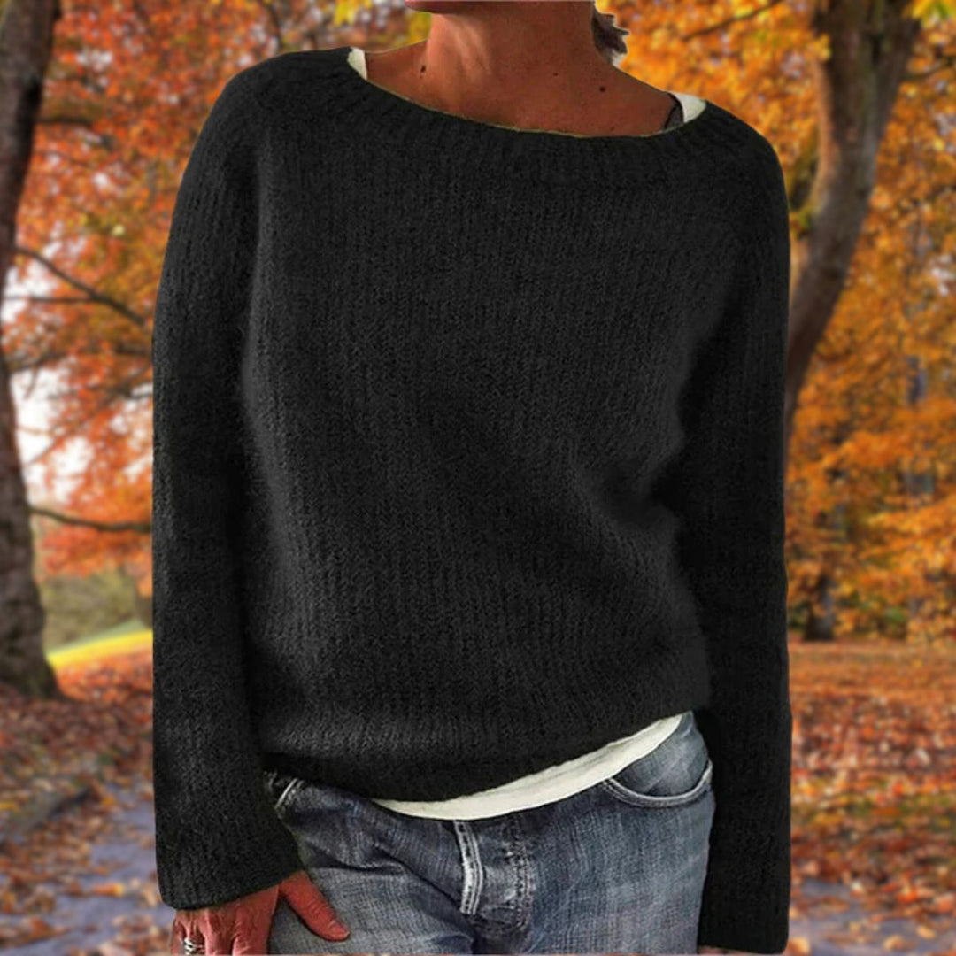 Strikket Sweater Med Rund Hals