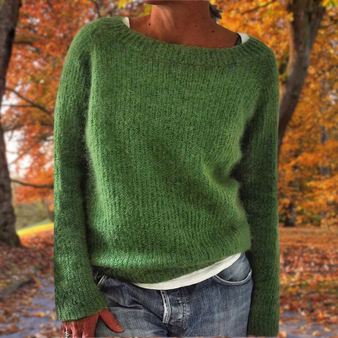 Strikket Sweater Med Rund Hals
