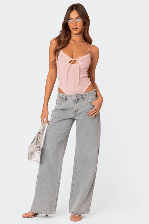 Højtaljede Denimjeans Med Vide Ben