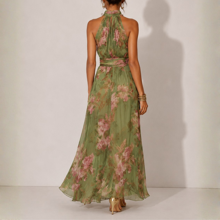 Floral maxi-length summer dress for women