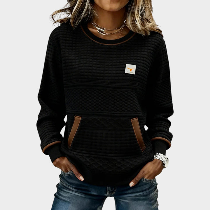 Sweatshirt til kvinder med struktur og rund hals