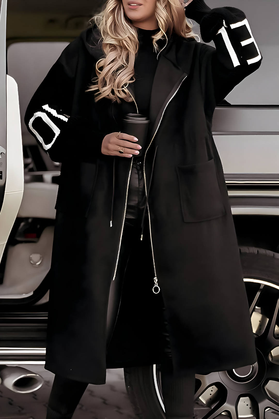 Long Cardigan with Hood and Open Front for Women
