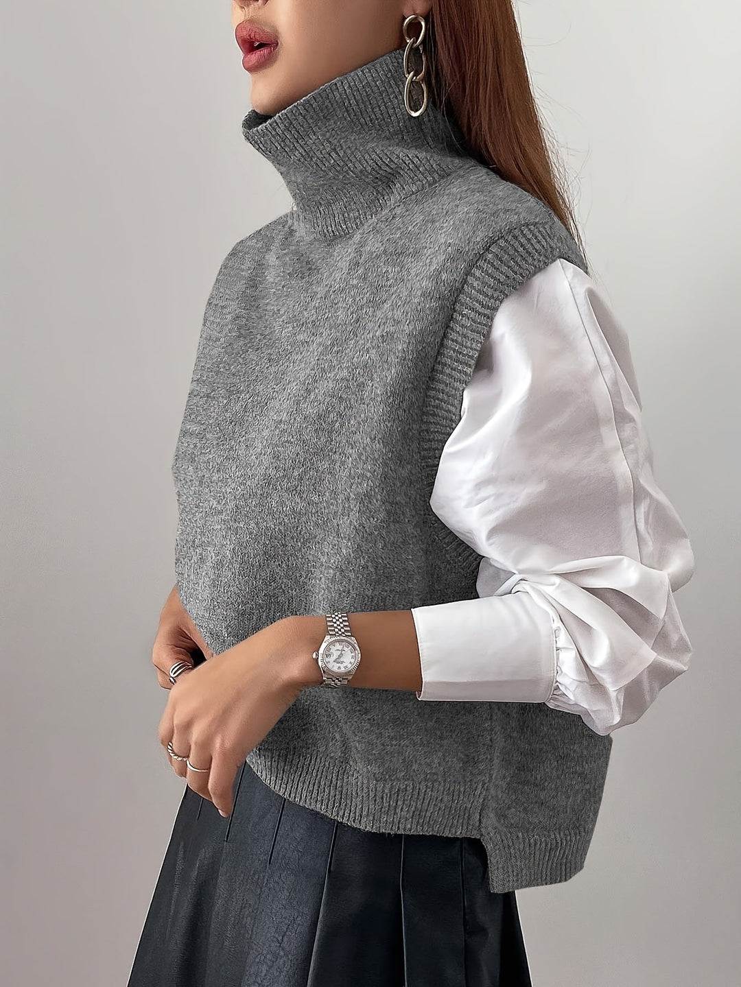 High-Neck Knit Vest for Women