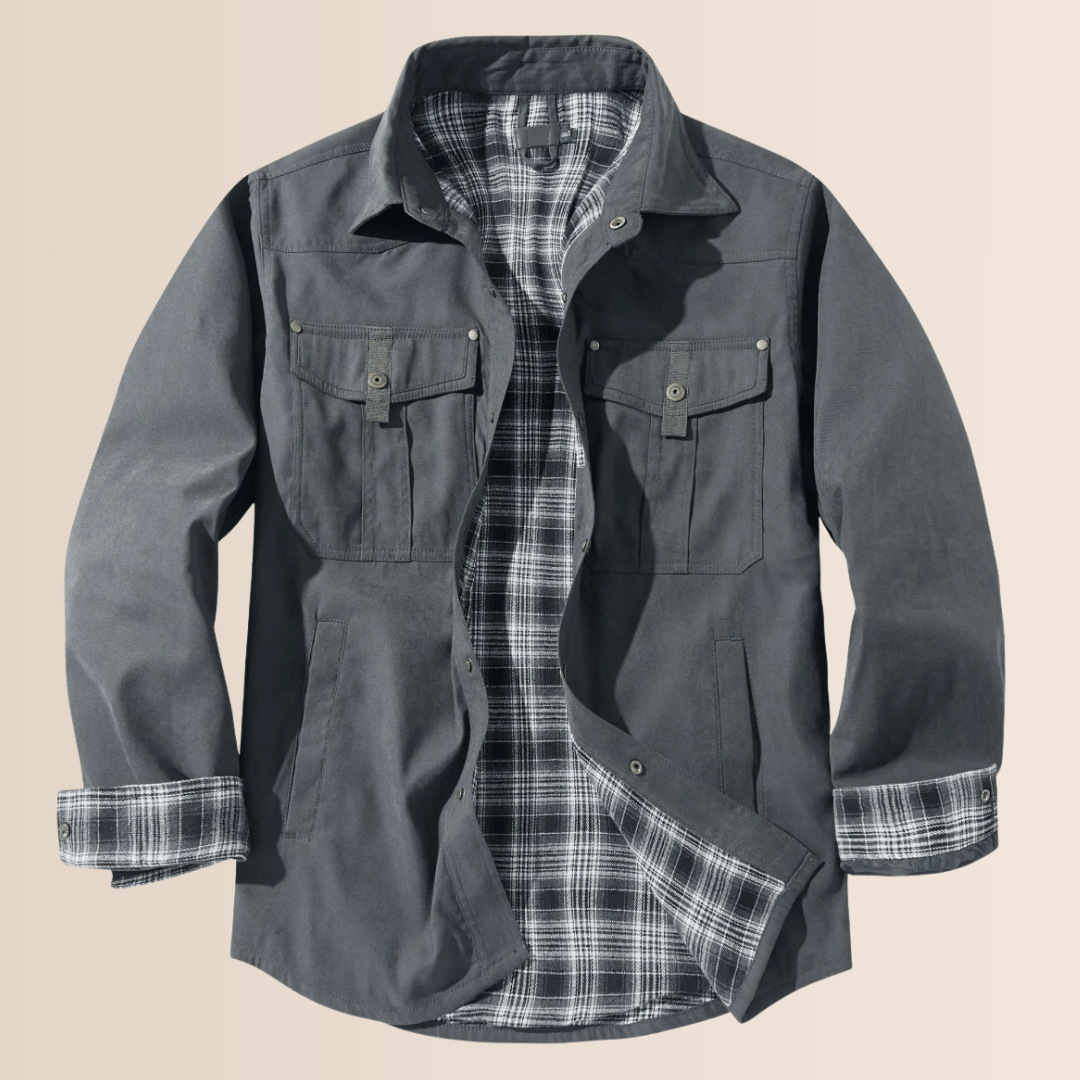 Shacket with snap buttons and chest pockets for men