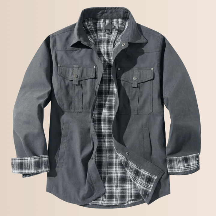 Shacket with snap buttons and chest pockets for men
