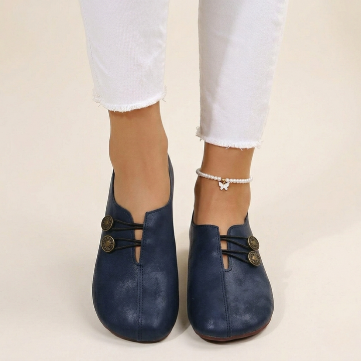 Flat Ballet Shoes with Button Details