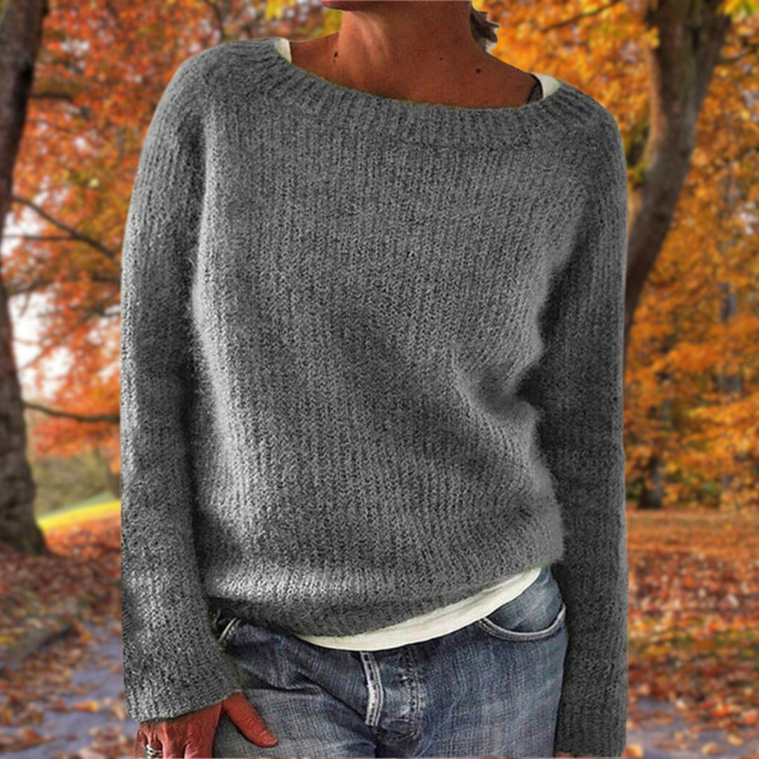 Strikket Sweater Med Rund Hals