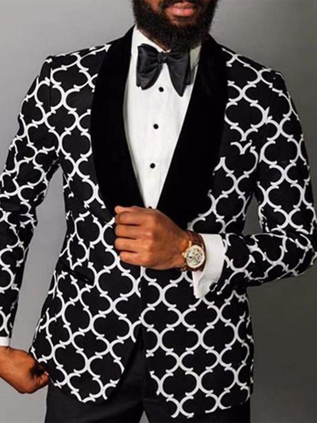 Single-breasted checked suit for men