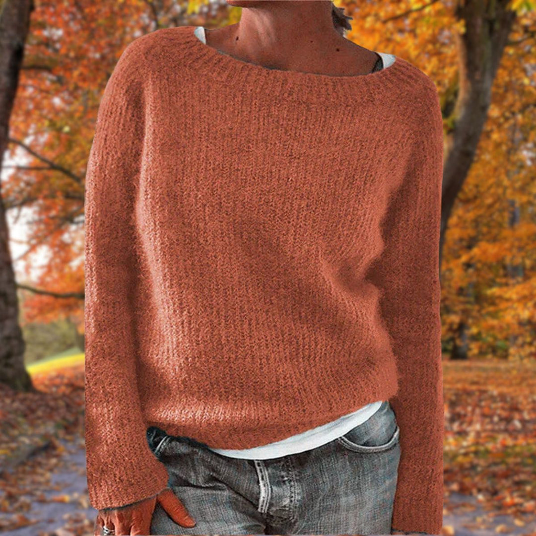 Strikket Sweater Med Rund Hals
