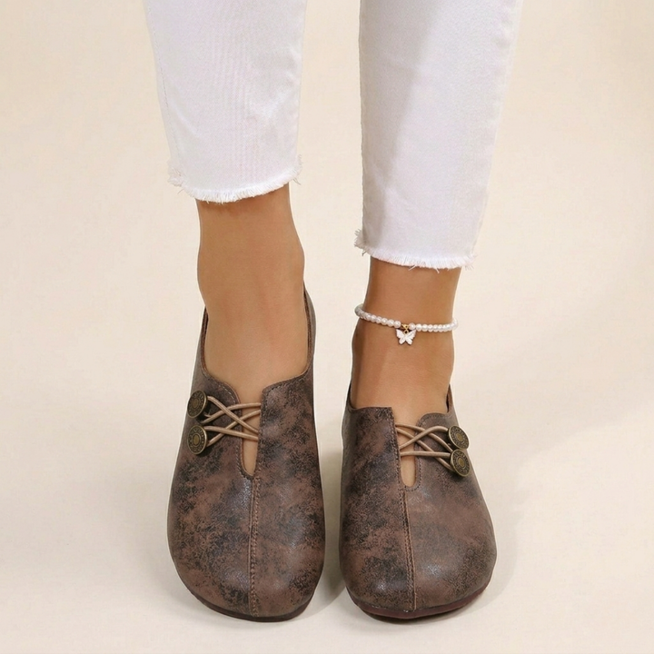 Flat Ballet Shoes with Button Details