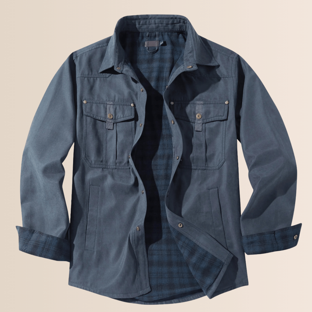 Shacket with snap buttons and chest pockets for men