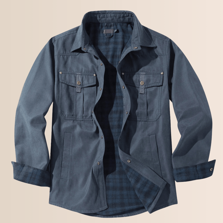 Shacket with snap buttons and chest pockets for men