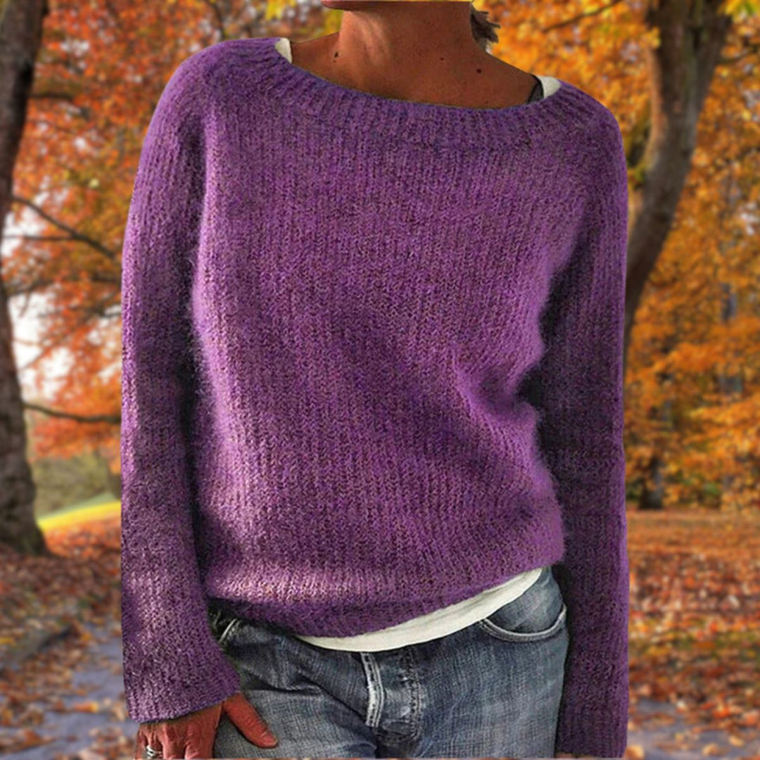 Strikket Sweater Med Rund Hals
