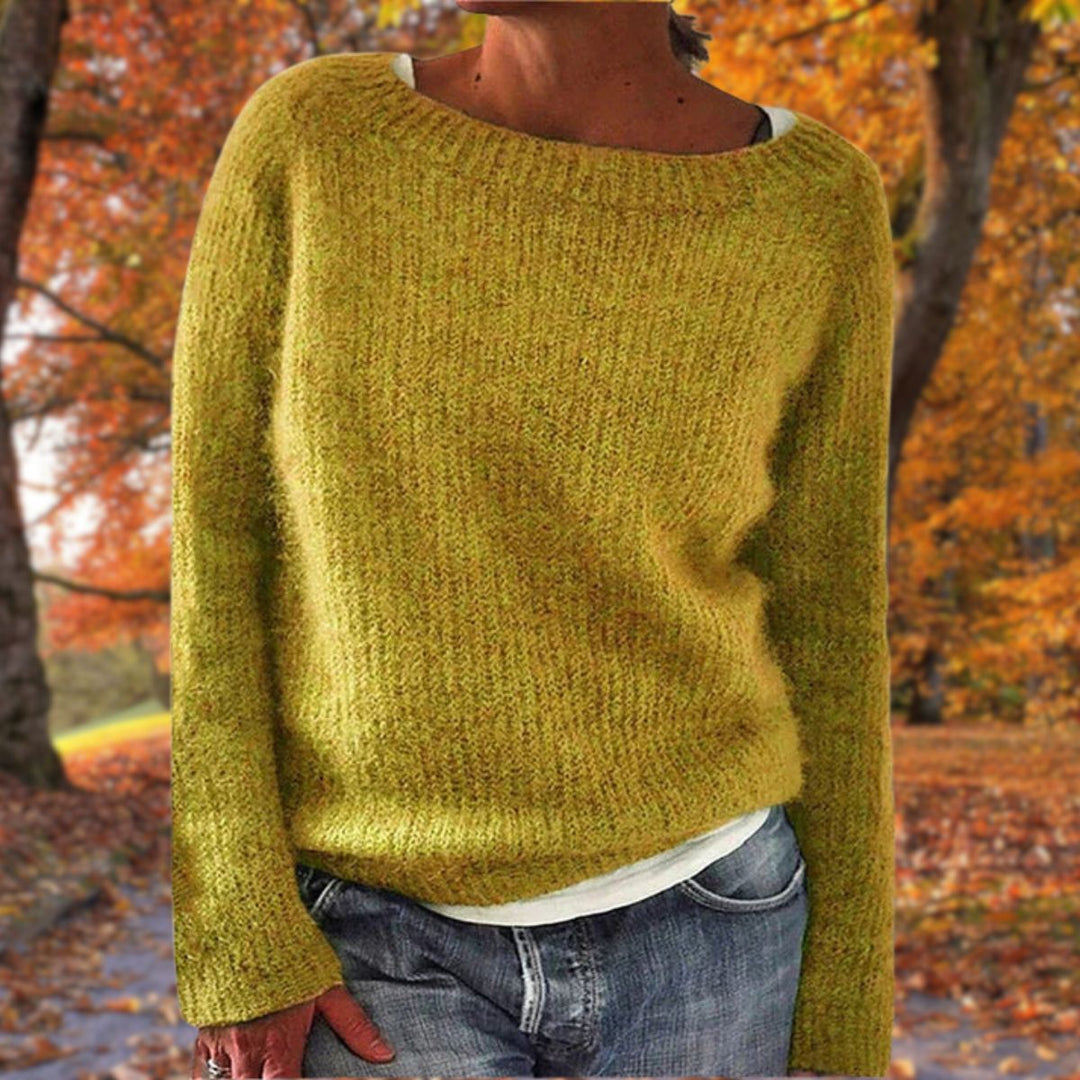 Strikket Sweater Med Rund Hals