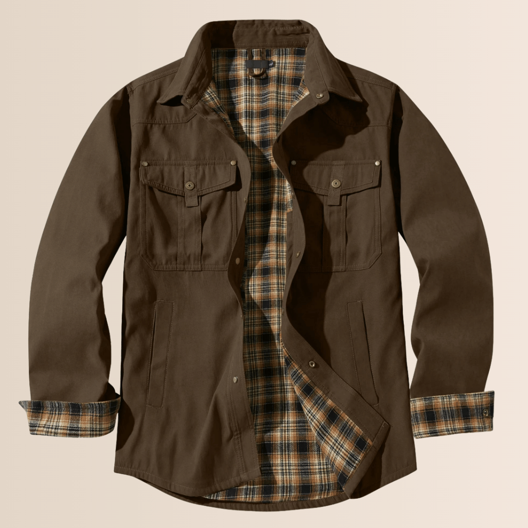 Shacket with snap buttons and chest pockets for men