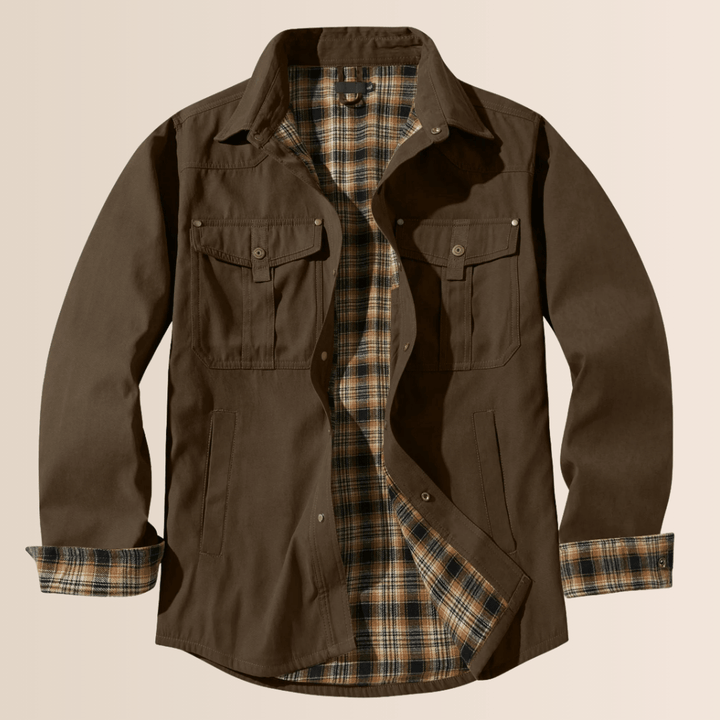 Shacket with snap buttons and chest pockets for men
