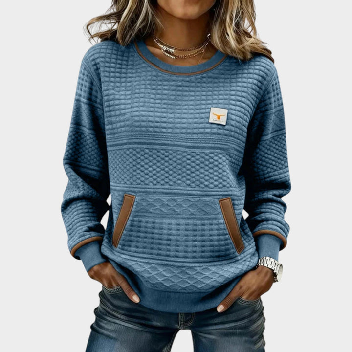 Sweatshirt til kvinder med struktur og rund hals