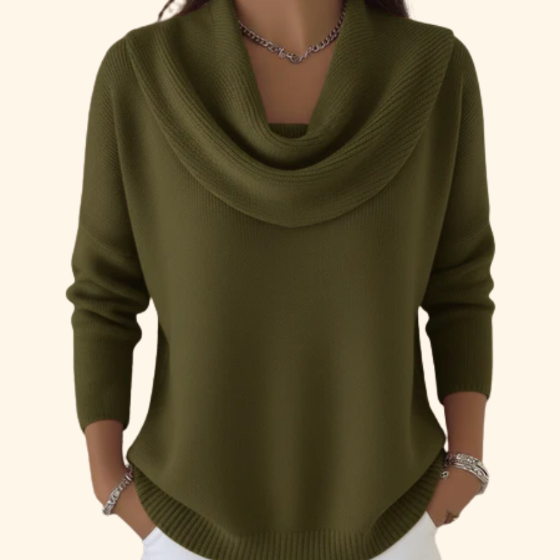Striksweater med Cowl Neck til Kvinder