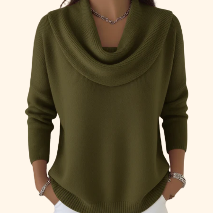 Striksweater med Cowl Neck til Kvinder