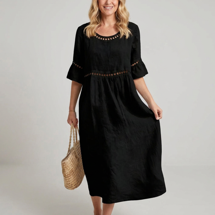 Summer midi dress for women with flared sleeves
