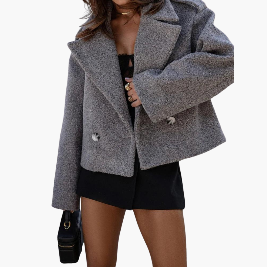 Short leather jacket for women