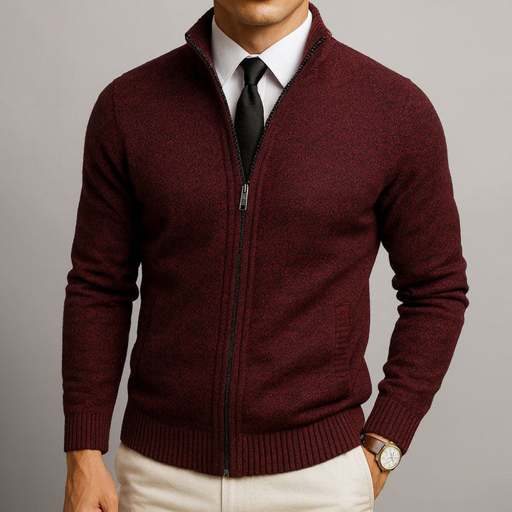 Men's Full-Zip Cardigan with High Collar
