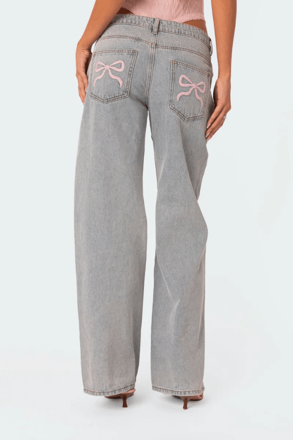 Højtaljede Denimjeans Med Vide Ben