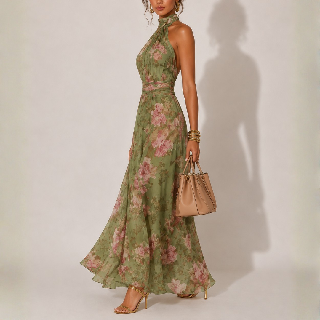 Floral maxi-length summer dress for women