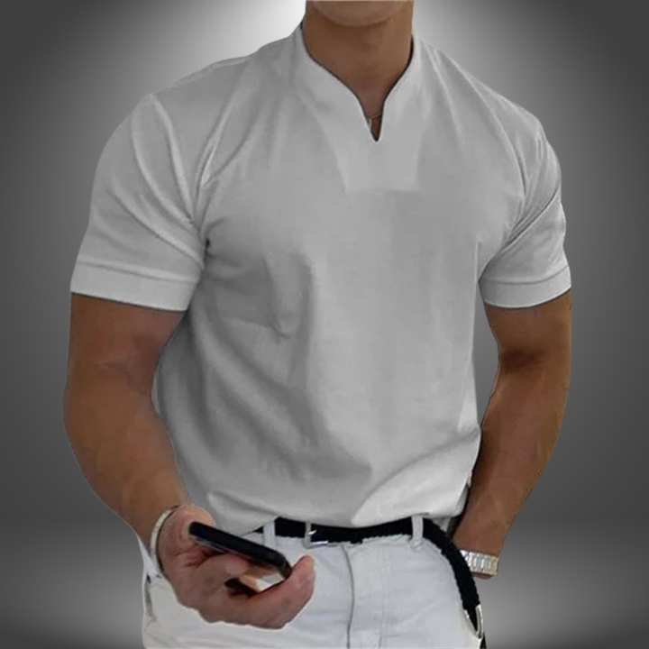 Kortærmet T-shirt Med Kinakrave