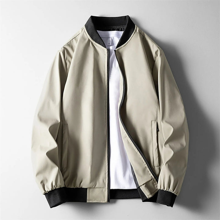Men's Wind-Resistant Bomber Jacket with Ribbed Cuffs