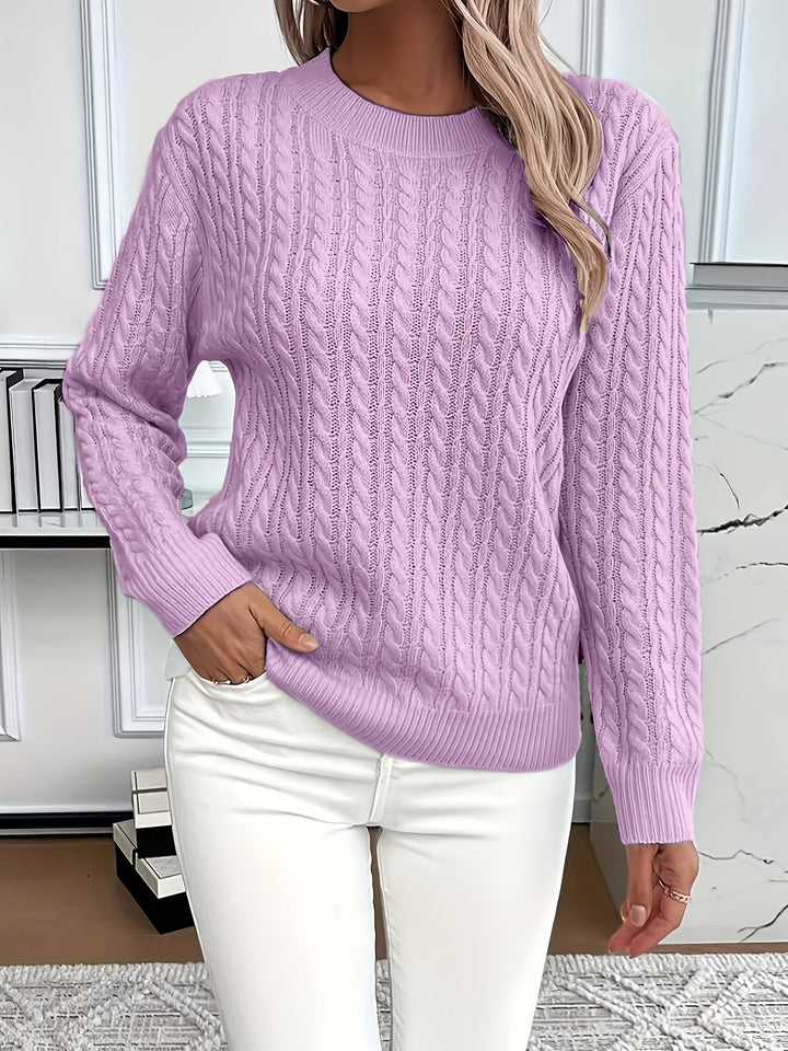 Cable-Knit Crewneck Sweater for Women