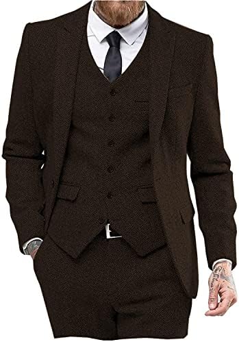 Three-piece tweed suit for men