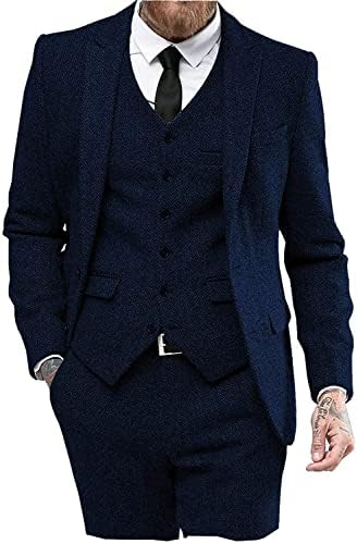 Three-piece tweed suit for men