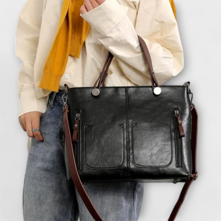 Women's Spacious Leather Tote Bag with Handles