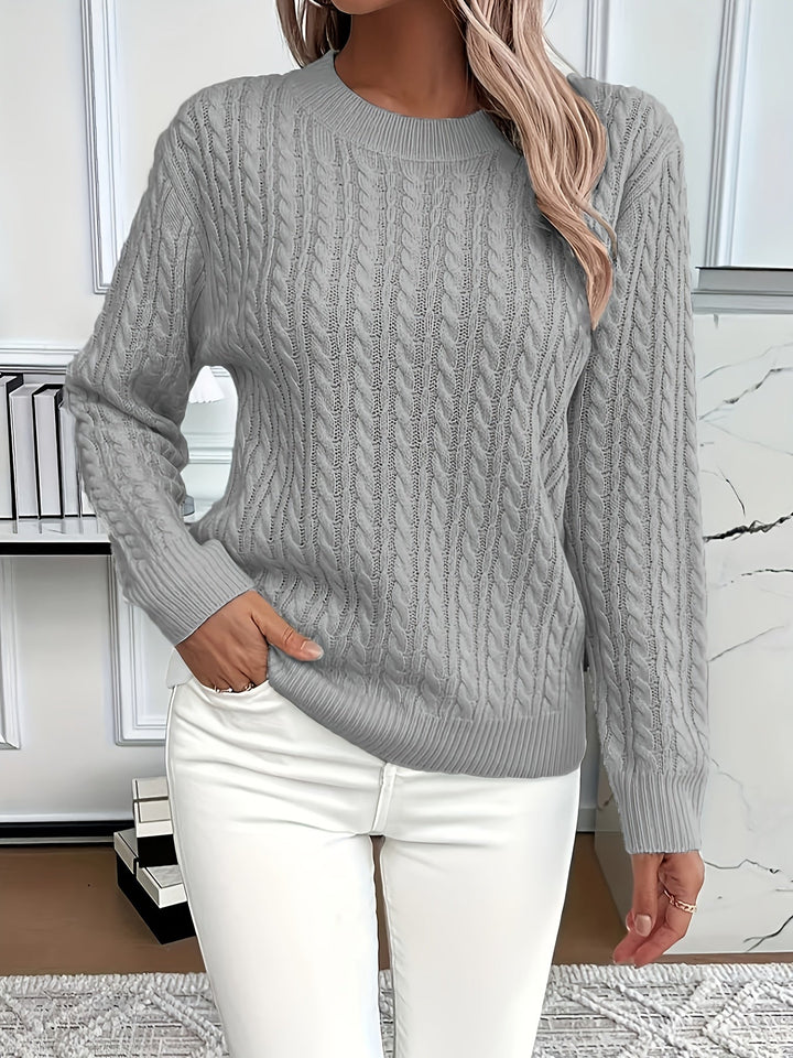 Cable-Knit Crewneck Sweater for Women