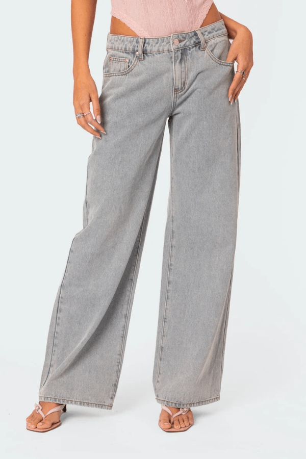Højtaljede Denimjeans Med Vide Ben
