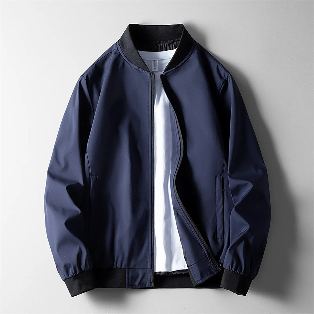 Men's Wind-Resistant Bomber Jacket with Ribbed Cuffs