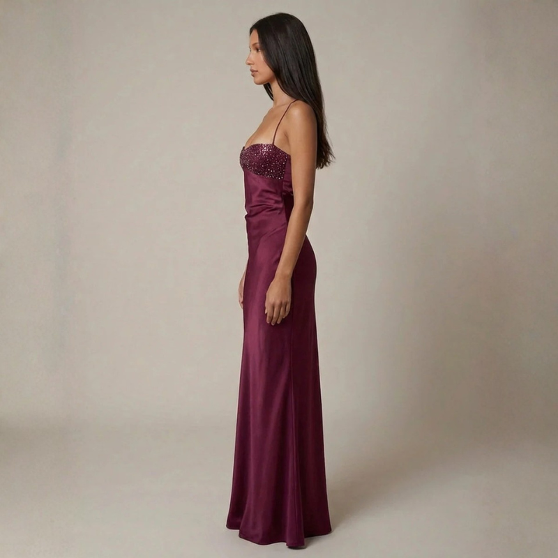 A-line maxi dress with spaghetti straps for women