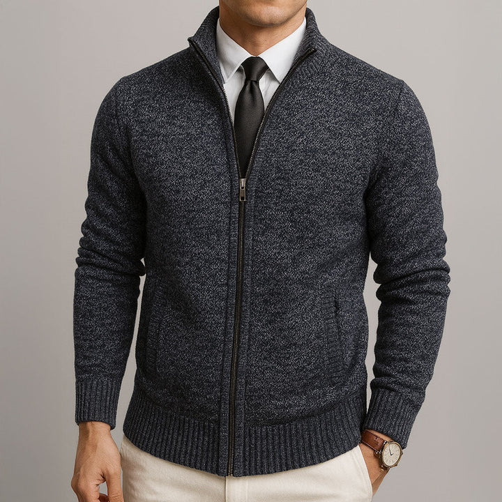 Men's Full-Zip Cardigan with High Collar