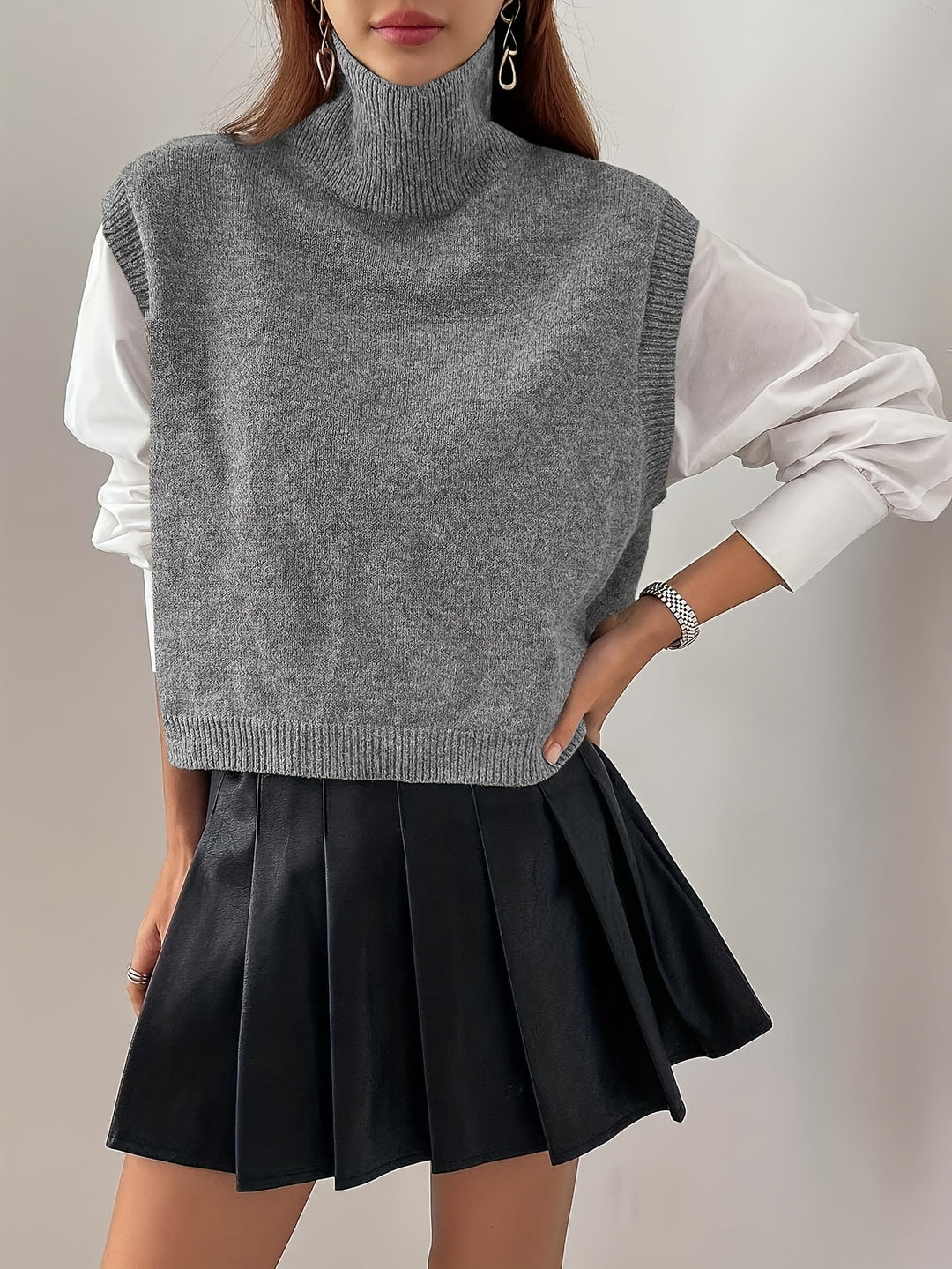 High-Neck Knit Vest for Women