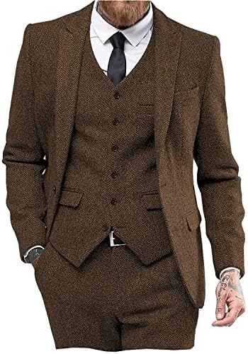 Three-piece tweed suit for men
