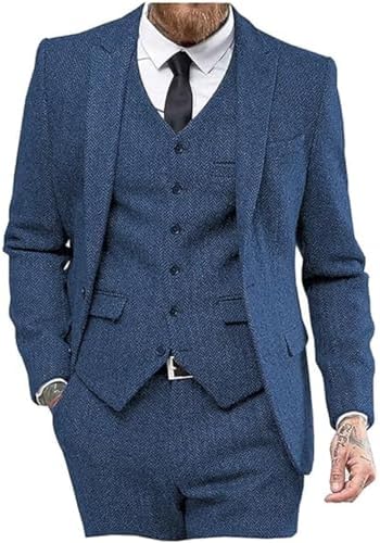 Three-piece tweed suit for men