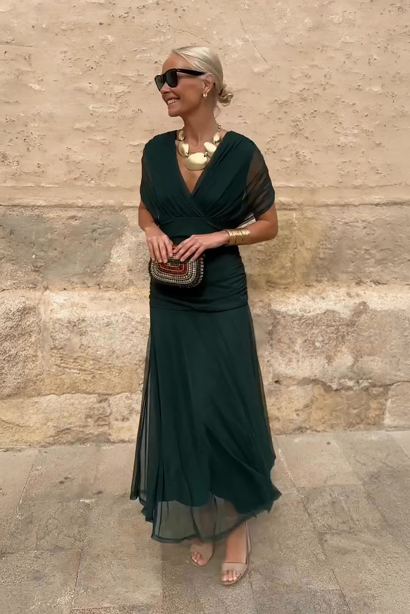 Elegant Maxikjole Med V-Hals