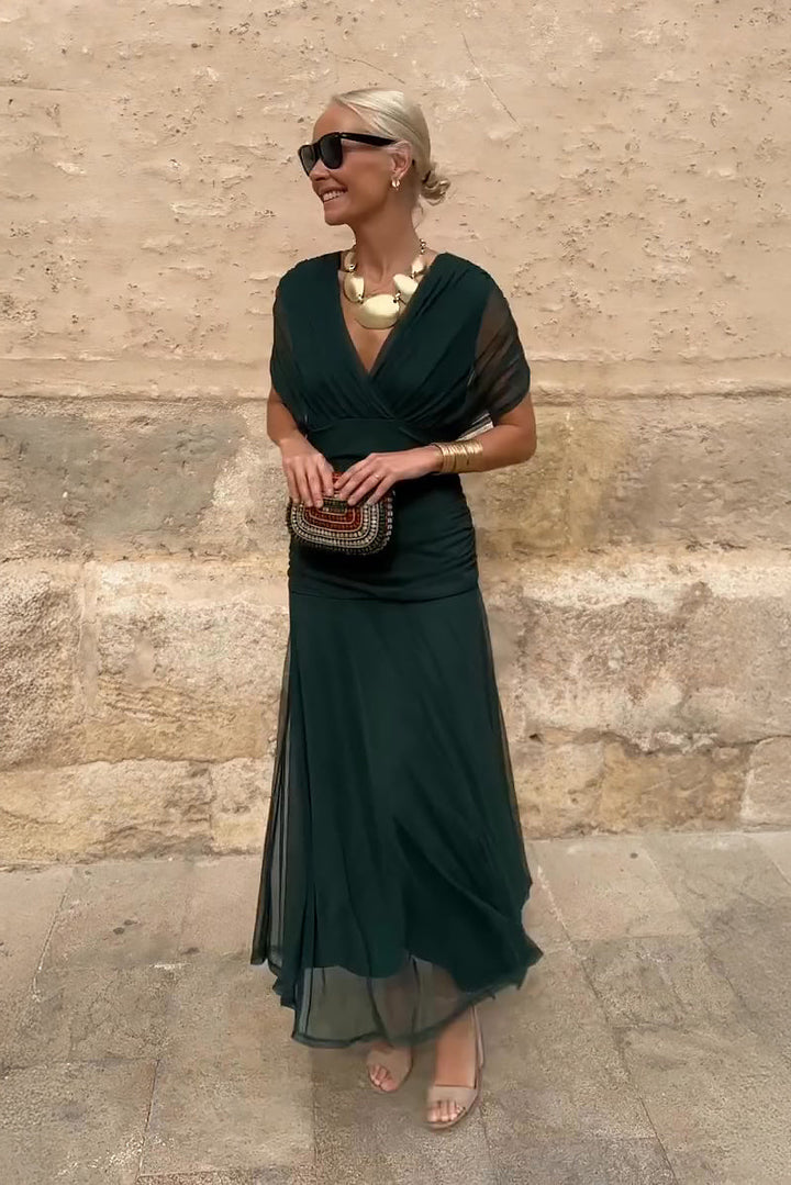 Elegant Maxikjole Med V-Hals