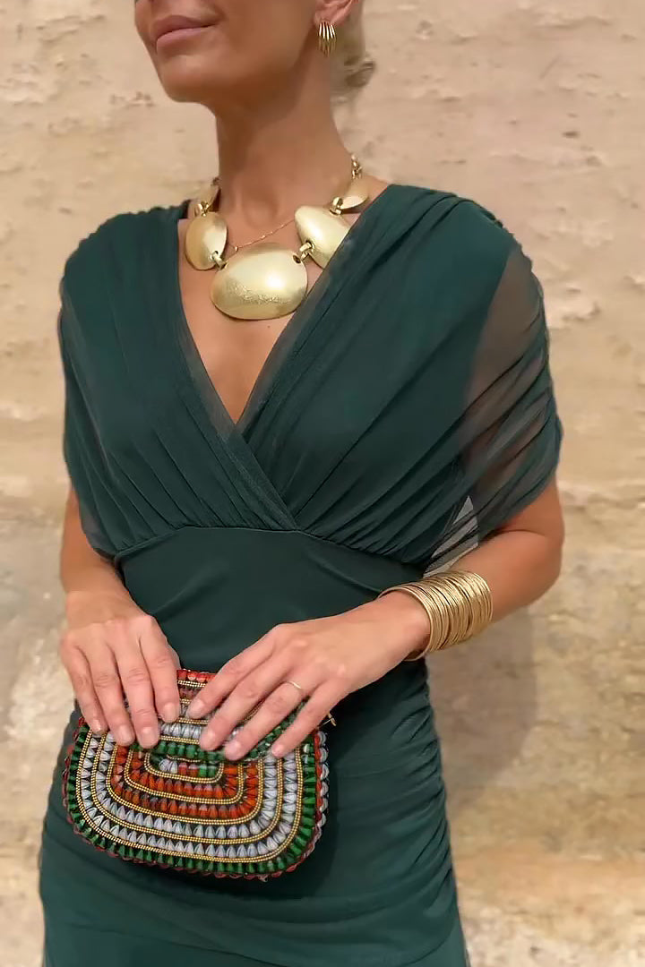 Elegant Maxikjole Med V-Hals
