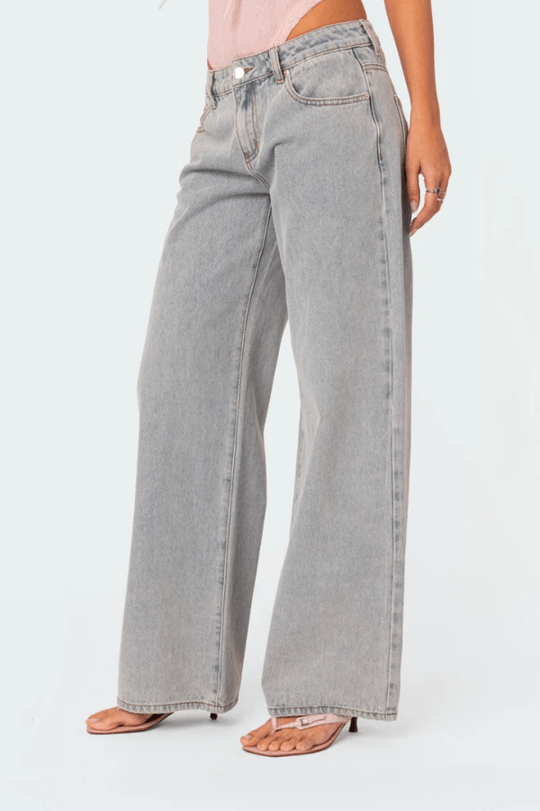 Højtaljede Denimjeans Med Vide Ben