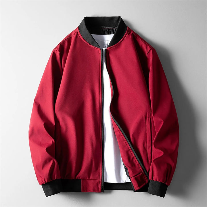 Men's Wind-Resistant Bomber Jacket with Ribbed Cuffs