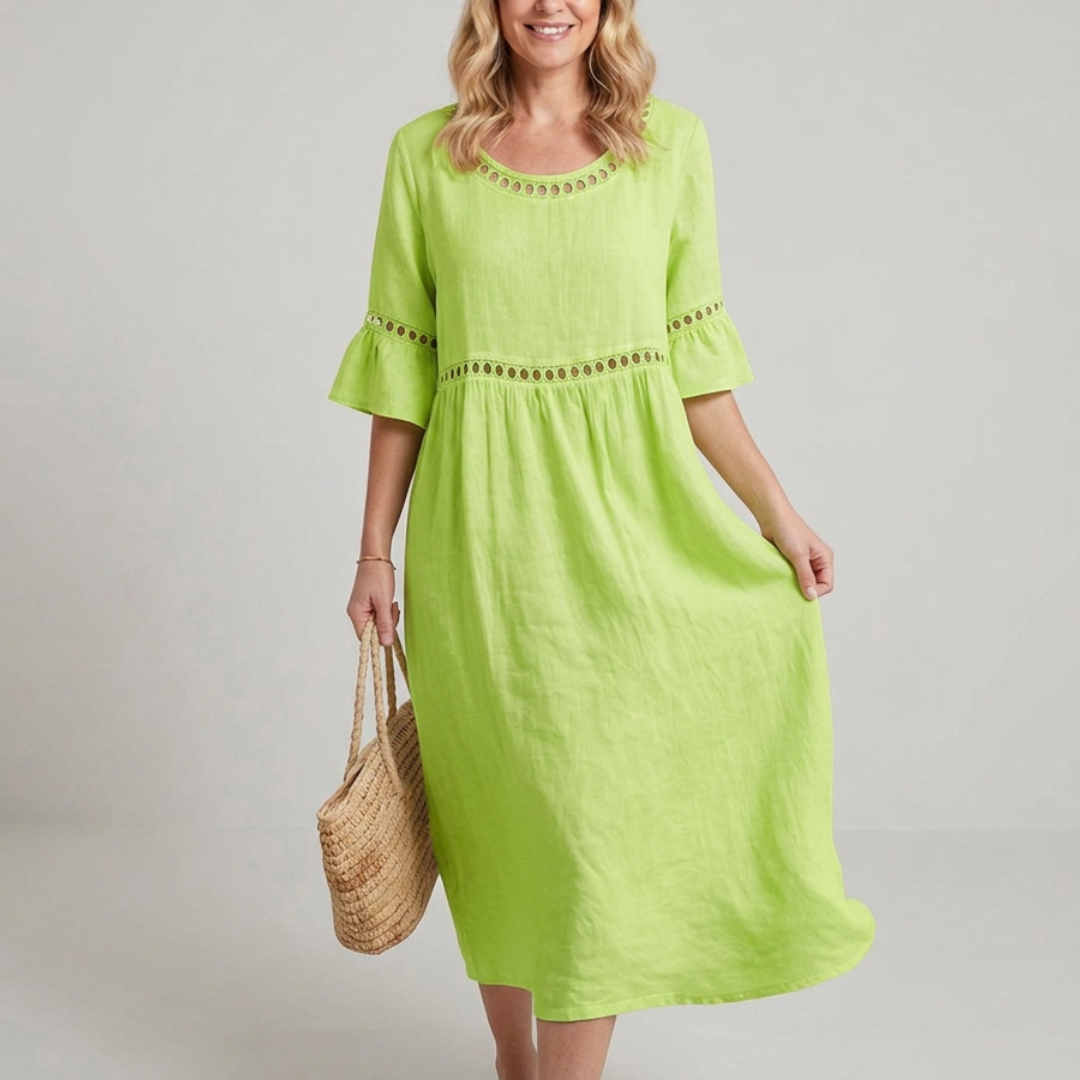 Summer midi dress for women with flared sleeves